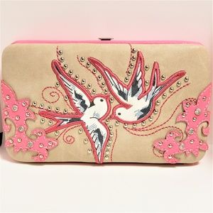 Colorful Bird Design Snap Clutch Wallet